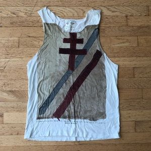 Allsaints Men’s White Tan Red Blue Tank Top